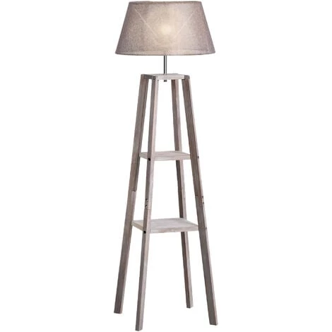 HOMCOM Lampadaire Design Contemporain 2 étagères Intégrées 60 W Max. Dim. 53L X 53l X 148H Cm Pin Lin Gris - Gris 3 HOMCOM Lampadaire Design Contemporain 2 étagères Intégrées 60 W Max. Dim. 53L X 53l X 148H Cm Pin Lin Gris - Gris