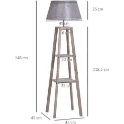 HOMCOM Lampadaire Design Contemporain 2 étagères Intégrées 60 W Max. Dim. 53L X 53l X 148H Cm Pin Lin Gris - Gris 9 HOMCOM Lampadaire Design Contemporain 2 étagères Intégrées 60 W Max. Dim. 53L X 53l X 148H Cm Pin Lin Gris - Gris -France HOMCOM Soldes 2022 21630425 3