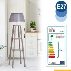 HOMCOM Lampadaire Design Contemporain 2 étagères Intégrées 60 W Max. Dim. 53L X 53l X 148H Cm Pin Lin Gris - Gris 10 HOMCOM Lampadaire Design Contemporain 2 étagères Intégrées 60 W Max. Dim. 53L X 53l X 148H Cm Pin Lin Gris - Gris -France HOMCOM Soldes 2022 21630425 4