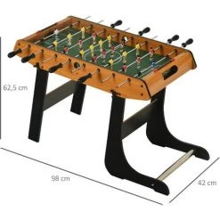 HOMCOM Baby-foot Table De Babyfoot Pliable Dim. 98L X 42l X 62H Cm 2 Balles Fournies MDF Imitation Bois Et Noir - Marron -France HOMCOM Soldes 2022 21955759 3