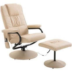 HOMCOM Fauteuil De Massage Vibration Electrique Relaxation Avec Chauffage Beige - Beige