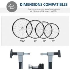 HOMCOM Home Trainer Vélo Support D'entrainement Pliable Pour Vélo De Route VTT Acier Gris Métal - Gris 10 HOMCOM Home Trainer Vélo Support D'entrainement Pliable Pour Vélo De Route VTT Acier Gris Métal - Gris -France HOMCOM Soldes 2022 2200647 4