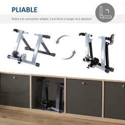 HOMCOM Home Trainer Vélo Support D'entrainement Pliable Pour Vélo De Route VTT Acier Gris Métal - Gris 11 HOMCOM Home Trainer Vélo Support D'entrainement Pliable Pour Vélo De Route VTT Acier Gris Métal - Gris -France HOMCOM Soldes 2022 2200647 5