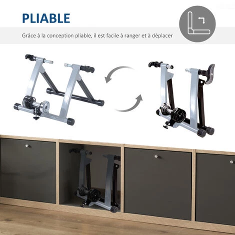 HOMCOM Home Trainer Vélo Support D'entrainement Pliable Pour Vélo De Route VTT Acier Gris Métal - Gris 7 HOMCOM Home Trainer Vélo Support D'entrainement Pliable Pour Vélo De Route VTT Acier Gris Métal - Gris – Image 5