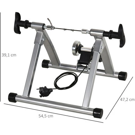 HOMCOM Home Trainer Pour Vélo Support Entraînement Vélo VTT Trainer Magnétique Pliable 5 Niveaux De Résistance Réglable Gris Métal 5 HOMCOM Home Trainer Pour Vélo Support Entraînement Vélo VTT Trainer Magnétique Pliable 5 Niveaux De Résistance Réglable Gris Métal – Image 3