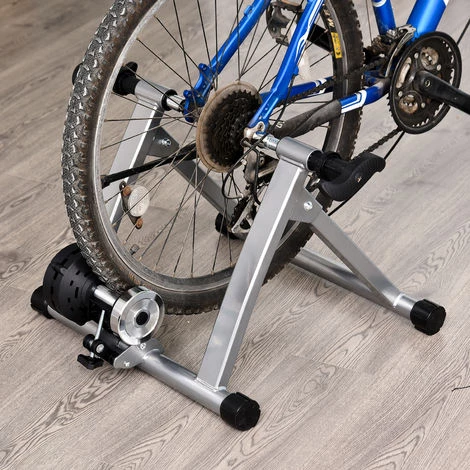 HOMCOM Home Trainer Pour Vélo Support Entraînement Vélo VTT Trainer Magnétique Pliable 5 Niveaux De Résistance Réglable Gris Métal 6 HOMCOM Home Trainer Pour Vélo Support Entraînement Vélo VTT Trainer Magnétique Pliable 5 Niveaux De Résistance Réglable Gris Métal – Image 4