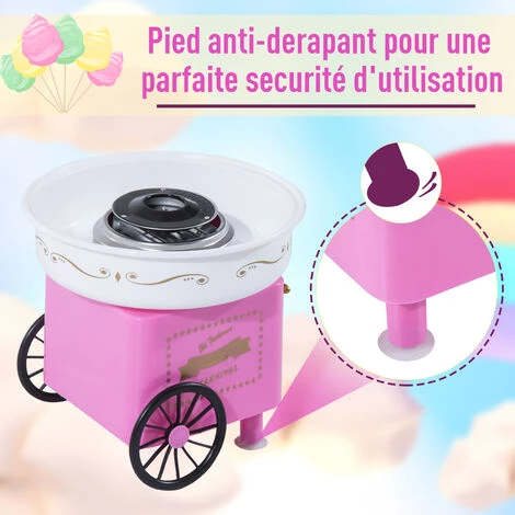 HOMCOM Machine Barbe à Papa Professionnelle 550 W Max. Design Chariot De Carnaval Rose - Rose 7 HOMCOM Machine Barbe à Papa Professionnelle 550 W Max. Design Chariot De Carnaval Rose - Rose – Image 5