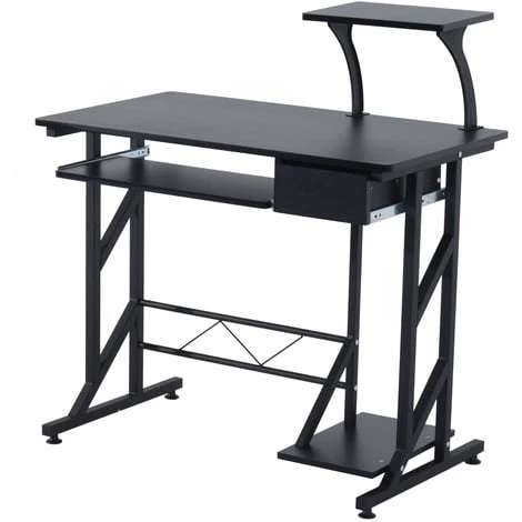 HOMCOM Bureau Informatique Design En Mdf 90 L X 50 I X 95h Cm Noir - Noir 3 HOMCOM Bureau Informatique Design En Mdf 90 L X 50 I X 95h Cm Noir - Noir