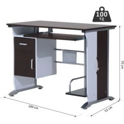 HOMCOM Bureau Informatique Design 100L X 52l X 75h Cm Brun Noir Et Blanc - Marron 9 HOMCOM Bureau Informatique Design 100L X 52l X 75h Cm Brun Noir Et Blanc - Marron -France HOMCOM Soldes 2022 2200710 3