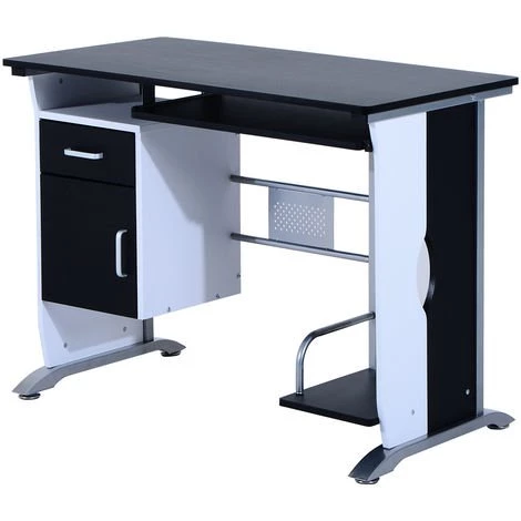 HOMCOM Bureau Informatique Design En Mdf 100 L X 52 I X 75H Cm Noir Et Blanc - Noir 3 HOMCOM Bureau Informatique Design En Mdf 100 L X 52 I X 75H Cm Noir Et Blanc - Noir