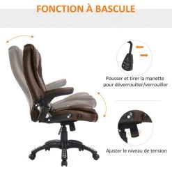 HOMCOM Fauteuil De Bureau Direction Pivotant Massant Chauffant électrique Revêtement Synthétique Chocolat 10 HOMCOM Fauteuil De Bureau Direction Pivotant Massant Chauffant électrique Revêtement Synthétique Chocolat -France HOMCOM Soldes 2022 2200738 4