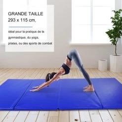 HOMCOM Tapis De Sol Gymnastique Fitness Pliable Portable Rembourrage Mousse 5 Cm Grand Confort Revêtement Synthétique Dim. 2,93L M X 1,15l M Bleu - Bleu -France HOMCOM Soldes 2022 2200780 3
