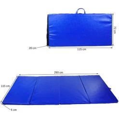 HOMCOM Tapis De Sol Gymnastique Fitness Pliable Portable Rembourrage Mousse 5 Cm Grand Confort Revêtement Synthétique Dim. 2,93L M X 1,15l M Bleu - Bleu -France HOMCOM Soldes 2022 2200780 4