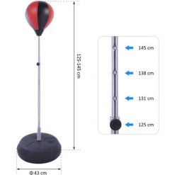 HOMCOM Sac De Frappe Punching Ball Avec Gants Et Pompe Hauteur Reglable 125 à 145 Cm -France HOMCOM Soldes 2022 2200787 3
