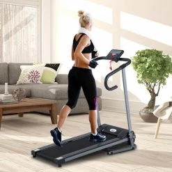 HOMCOM Tapis De Course Fitness électrique Pliable - 1 à 10 Km/h - écran LCD Multifonctions - Puissance 500 W - Gris Foncé Noir - Gris Foncé -France HOMCOM Soldes 2022 2200792 2