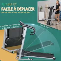 HOMCOM Tapis De Course Fitness électrique Pliable - 1 à 10 Km/h - écran LCD Multifonctions - Puissance 500 W - Gris Foncé Noir - Gris Foncé -France HOMCOM Soldes 2022 2200792 4