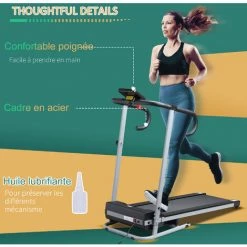 HOMCOM Tapis De Course Fitness électrique Pliable - 1 à 10 Km/h - écran LCD Multifonctions - Puissance 500 W - Gris Foncé Noir - Gris Foncé -France HOMCOM Soldes 2022 2200792 5