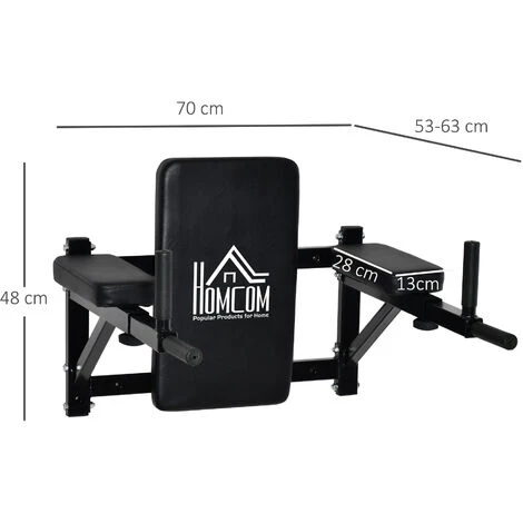 HOMCOM Barre De Traction Barre De Fitness Fixation Murale Réglable Acier 70 X 48 X 53-63 Cm Noir - Noir 5 HOMCOM Barre De Traction Barre De Fitness Fixation Murale Réglable Acier 70 X 48 X 53-63 Cm Noir - Noir – Image 3