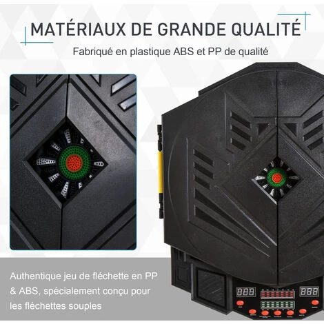 HOMCOM Cible Jeu De Fléchettes électronique 27 Jeux Jusqu'à 8 Joueurs LED Haut-parleur Noir - Noir 7 HOMCOM Cible Jeu De Fléchettes électronique 27 Jeux Jusqu'à 8 Joueurs LED Haut-parleur Noir - Noir – Image 5
