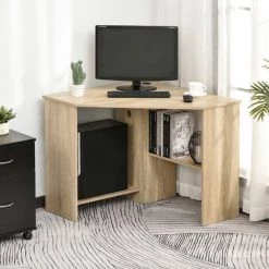 HOMCOM Bureau Informatique Bureau D'angle Contemporain Avec étagères Panneaux Particules Chêne Clair - Beige 8 HOMCOM Bureau Informatique Bureau D'angle Contemporain Avec étagères Panneaux Particules Chêne Clair - Beige -France HOMCOM Soldes 2022 22133659 2