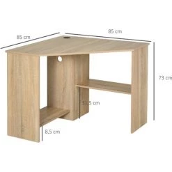 HOMCOM Bureau Informatique Bureau D'angle Contemporain Avec étagères Panneaux Particules Chêne Clair - Beige 9 HOMCOM Bureau Informatique Bureau D'angle Contemporain Avec étagères Panneaux Particules Chêne Clair - Beige -France HOMCOM Soldes 2022 22133659 3
