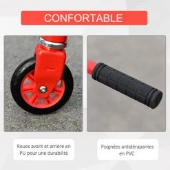 HOMCOM Trottinette Patinette Freestyle Enfant - 2 Roues PU - Repose-pied Antidérapant - Frein Friction AR - Alu. Rouge - Rouge 11 HOMCOM Trottinette Patinette Freestyle Enfant - 2 Roues PU - Repose-pied Antidérapant - Frein Friction AR - Alu. Rouge - Rouge -France HOMCOM Soldes 2022 22134416 5