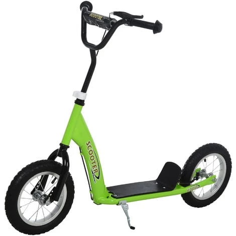 HOMCOM Trottinette Patinette Enfants à Partir De 5 Ans Grandes Roues Guidon Réglable Poignée Frein Et Béquille Acier Vert - Vert 3 HOMCOM Trottinette Patinette Enfants à Partir De 5 Ans Grandes Roues Guidon Réglable Poignée Frein Et Béquille Acier Vert - Vert