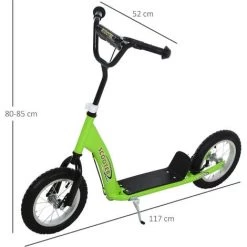 HOMCOM Trottinette Patinette Enfants à Partir De 5 Ans Grandes Roues Guidon Réglable Poignée Frein Et Béquille Acier Vert - Vert 9 HOMCOM Trottinette Patinette Enfants à Partir De 5 Ans Grandes Roues Guidon Réglable Poignée Frein Et Béquille Acier Vert - Vert -France HOMCOM Soldes 2022 22794371 3