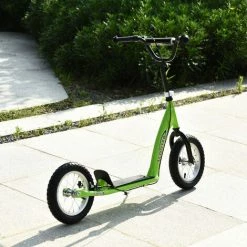 HOMCOM Trottinette Patinette Enfants à Partir De 5 Ans Grandes Roues Guidon Réglable Poignée Frein Et Béquille Acier Vert - Vert 10 HOMCOM Trottinette Patinette Enfants à Partir De 5 Ans Grandes Roues Guidon Réglable Poignée Frein Et Béquille Acier Vert - Vert -France HOMCOM Soldes 2022 22794371 4