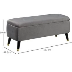 HOMCOM Banc Coffre De Rangement 2 En 1 Dim. 117L X 44l X 50H Cm Velours Capitonné Gris 9 HOMCOM Banc Coffre De Rangement 2 En 1 Dim. 117L X 44l X 50H Cm Velours Capitonné Gris -France HOMCOM Soldes 2022 22857222 3