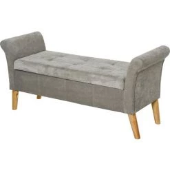 HOMCOM Banc Banquette Design Contemporain Accoudoirs Courbés Fonction De Rangement 2 En 1 136,5 X 45lx 62 Cm Gris - Gris