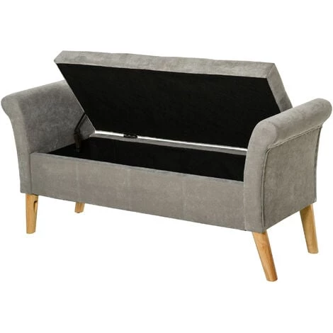 HOMCOM Banc Banquette Design Contemporain Accoudoirs Courbés Fonction De Rangement 2 En 1 136,5 X 45lx 62 Cm Gris - Gris 6 HOMCOM Banc Banquette Design Contemporain Accoudoirs Courbés Fonction De Rangement 2 En 1 136,5 X 45lx 62 Cm Gris - Gris – Image 4