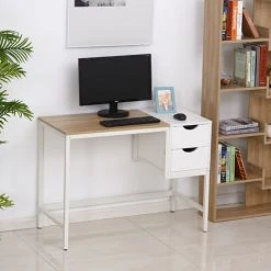 HOMCOM Bureau Pour Ordinateur Informatique Avec 2 Tiroirs 100 X 48 X 75 Cm Blanc 8 HOMCOM Bureau Pour Ordinateur Informatique Avec 2 Tiroirs 100 X 48 X 75 Cm Blanc -France HOMCOM Soldes 2022 22857243 2