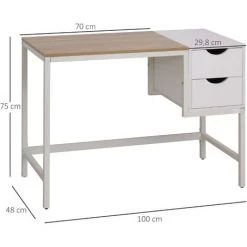 HOMCOM Bureau Pour Ordinateur Informatique Avec 2 Tiroirs 100 X 48 X 75 Cm Blanc 9 HOMCOM Bureau Pour Ordinateur Informatique Avec 2 Tiroirs 100 X 48 X 75 Cm Blanc -France HOMCOM Soldes 2022 22857243 3