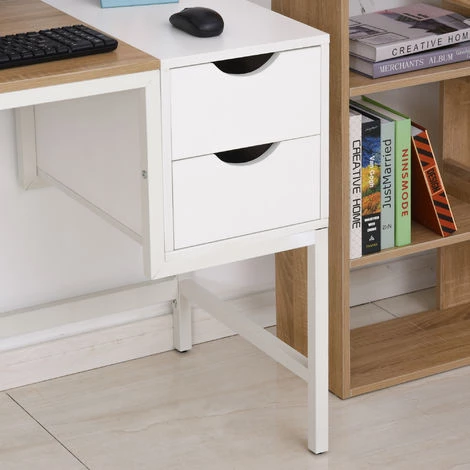 HOMCOM Bureau Pour Ordinateur Informatique Avec 2 Tiroirs 100 X 48 X 75 Cm Blanc 6 HOMCOM Bureau Pour Ordinateur Informatique Avec 2 Tiroirs 100 X 48 X 75 Cm Blanc – Image 4