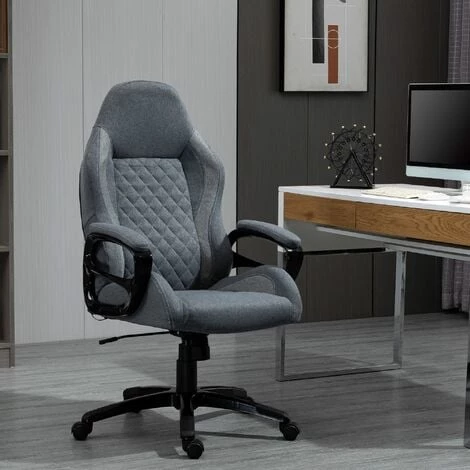 HOMCOM Fauteuil De Bureau Massant Chaise Pivotant Hauteur Réglable Grand Confort 6 Points De Massage Avec Télécommode 64 X 68,5 X 113-121 Cm Gris - Gris 4 HOMCOM Fauteuil De Bureau Massant Chaise Pivotant Hauteur Réglable Grand Confort 6 Points De Massage Avec Télécommode 64 X 68,5 X 113-121 Cm Gris - Gris – Image 2