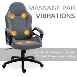HOMCOM Fauteuil De Bureau Massant Chaise Pivotant Hauteur Réglable Grand Confort 6 Points De Massage Avec Télécommode 64 X 68,5 X 113-121 Cm Gris - Gris 10 HOMCOM Fauteuil De Bureau Massant Chaise Pivotant Hauteur Réglable Grand Confort 6 Points De Massage Avec Télécommode 64 X 68,5 X 113-121 Cm Gris - Gris -France HOMCOM Soldes 2022 22857284 4