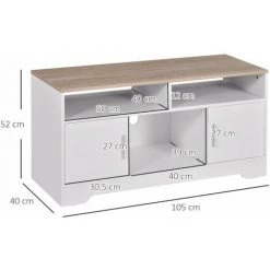 HOMCOM Meuble TV Banc TV En Bois Grand Espace De Rangement Avec 2 Compartiments Ouverts 2 Armoires à Porte Une Armoire Ouverte 105 X 40 X 52 Cm Blanc - Blanc 9 HOMCOM Meuble TV Banc TV En Bois Grand Espace De Rangement Avec 2 Compartiments Ouverts 2 Armoires à Porte Une Armoire Ouverte 105 X 40 X 52 Cm Blanc - Blanc -France HOMCOM Soldes 2022 22925813 3