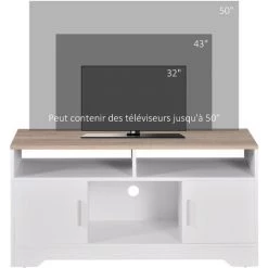 HOMCOM Meuble TV Banc TV En Bois Grand Espace De Rangement Avec 2 Compartiments Ouverts 2 Armoires à Porte Une Armoire Ouverte 105 X 40 X 52 Cm Blanc - Blanc 10 HOMCOM Meuble TV Banc TV En Bois Grand Espace De Rangement Avec 2 Compartiments Ouverts 2 Armoires à Porte Une Armoire Ouverte 105 X 40 X 52 Cm Blanc - Blanc -France HOMCOM Soldes 2022 22925813 4
