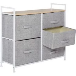 HOMCOM Commode Meuble De Rangement 5 Tiroirs Amovibles Pour Chambre Salon Cuisine 83 X 29 X 77 Cm Gris - Gris 11 HOMCOM Commode Meuble De Rangement 5 Tiroirs Amovibles Pour Chambre Salon Cuisine 83 X 29 X 77 Cm Gris - Gris -France HOMCOM Soldes 2022 22925826 5