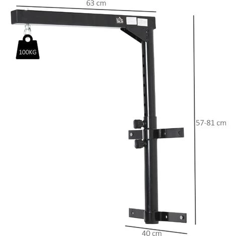 HOMCOM Support Sac De Boxe Fixation Sac De Frappe Hauteur Réglable Charge Max. 100 Kg Acier Noir - Noir 5 HOMCOM Support Sac De Boxe Fixation Sac De Frappe Hauteur Réglable Charge Max. 100 Kg Acier Noir - Noir – Image 3