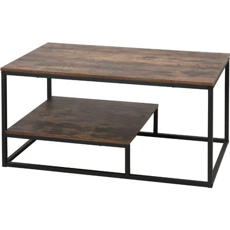 HOMCOM Table Basse En Bois Table De Salon Avec Grand Plateau Et Étagère Design Élégant Rétro Idéale Pour Salon Chambre Bureau 100 X 60 X 50 Cm Brun 3 HOMCOM Table Basse En Bois Table De Salon Avec Grand Plateau Et Étagère Design Élégant Rétro Idéale Pour Salon Chambre Bureau 100 X 60 X 50 Cm Brun