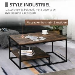 HOMCOM Table Basse En Bois Table De Salon Avec Grand Plateau Et Étagère Design Élégant Rétro Idéale Pour Salon Chambre Bureau 100 X 60 X 50 Cm Brun 10 HOMCOM Table Basse En Bois Table De Salon Avec Grand Plateau Et Étagère Design Élégant Rétro Idéale Pour Salon Chambre Bureau 100 X 60 X 50 Cm Brun -France HOMCOM Soldes 2022 22964142 4