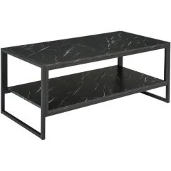 HOMCOM Table Basse Style Moderne Avec 2 Étagères 106 X 50 X 47 Cm Noir