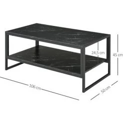 HOMCOM Table Basse Style Moderne Avec 2 Étagères 106 X 50 X 47 Cm Noir -France HOMCOM Soldes 2022 22964159 3