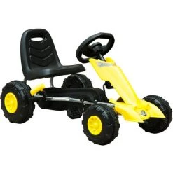 HOMCOM Kart à Pédales Go-Kart Enfants Avec Frein 88L X 51l X 48H Cm Jaune Noir - Jaune