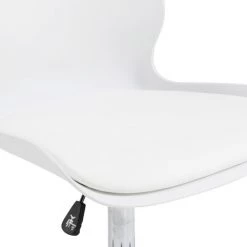 HOMCOM Chaise De Bureau Design Contemporain Hauteur Réglable Pivotant 360° Piètement Chromé Revêtement Synthétique Blanc - Blanc -France HOMCOM Soldes 2022 22997048 5