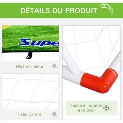 HOMCOM Cage De Foot But D'entrainement 2 En 1 But De Football Mur De Tir Amovible Avec 5 Cibles Dim. 116L X 48l X 76H Cm Balle Et Gonfleur Inclus - Blanc 10 HOMCOM Cage De Foot But D'entrainement 2 En 1 But De Football Mur De Tir Amovible Avec 5 Cibles Dim. 116L X 48l X 76H Cm Balle Et Gonfleur Inclus - Blanc -France HOMCOM Soldes 2022 23079884 4