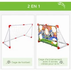 HOMCOM Cage De Foot But D'entrainement 2 En 1 But De Football Mur De Tir Amovible Avec 5 Cibles Dim. 116L X 48l X 76H Cm Balle Et Gonfleur Inclus - Blanc 11 HOMCOM Cage De Foot But D'entrainement 2 En 1 But De Football Mur De Tir Amovible Avec 5 Cibles Dim. 116L X 48l X 76H Cm Balle Et Gonfleur Inclus - Blanc -France HOMCOM Soldes 2022 23079884 5