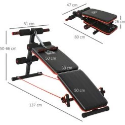 HOMCOM Banc De Musculation Pliable Multifonction Banc Fitness Sit-up Sangles D'extension Latérales + Ressort Traction Acier Revêtement Synthétique Rouge Noir 9 HOMCOM Banc De Musculation Pliable Multifonction Banc Fitness Sit-up Sangles D'extension Latérales + Ressort Traction Acier Revêtement Synthétique Rouge Noir -France HOMCOM Soldes 2022 23127619 3
